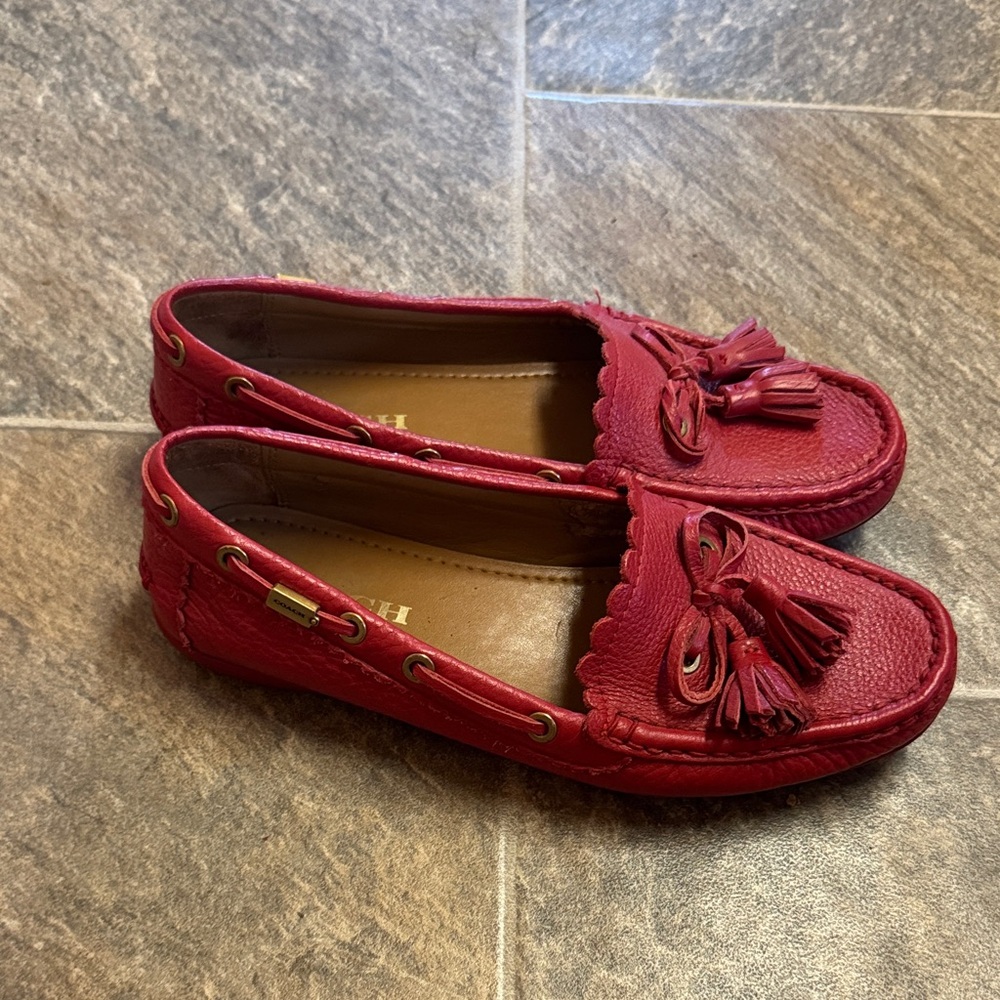 Coach Red Tassel Moccasins